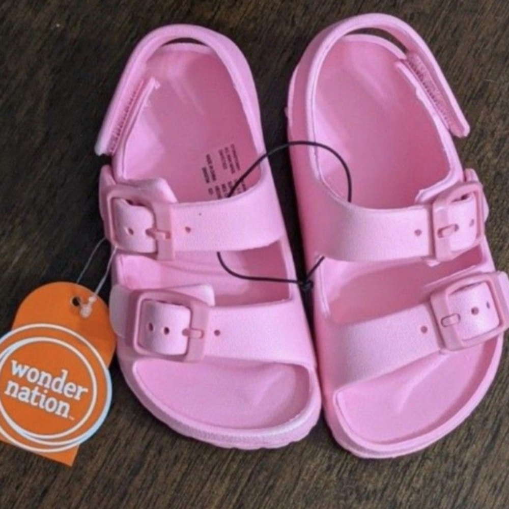 NEW PINK TODDLER GIRLS LIGHTWEIGHT FOOTBED BACK STRAP SANDALS